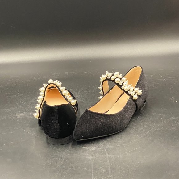 XYD Black Pointed Toe Slip On Mary Jane Flats - Picture 6 of 10